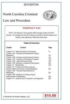 Paperback North Carolina Criminal Law and Procedure-Pamphlet 64 Book