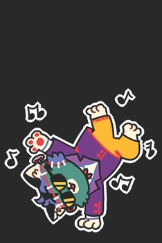 Funny Breakdance Cat Is Dancing To Halloween Party Music Notebook: Graph Paper Journal for Kids 6x9 - 120 Pages - Cartoon Comic Cover