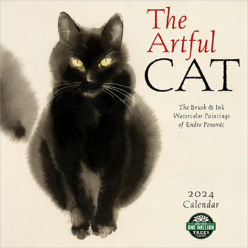 Calendar Artful Cat 2024 Wall Calendar: Brush & Ink Watercolor Paintings by Endre Penovac Book