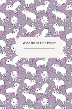 Cute Baby Sheep Theme Wide Ruled Line Paper