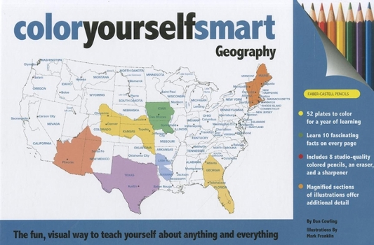 Hardcover Color Yourself Smart: Geography [With 8 Colored Pencils and Eraser and Sharpener] Book