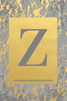Paperback Z: Gold & Grey Marble, Leaves - Cute Initial Monogram Letter Z Minimalist Personalized Blank Lined Journal Dairy to Notes Book