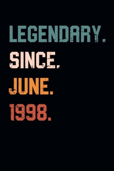 Blank Lined Journal, Notebook, Diary, Planner - Legendary Since June 1998 - 21st Birthday Gift For 21 Years Old Men and Women born in June: Medium College-Ruled Journey Diary, 110 page, Lined, 6x9 (15