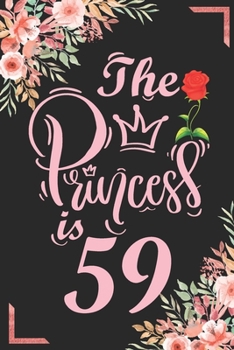 The Princess Is 59: 59th Birthday & Anniversary Notebook Flower Wide Ruled Lined Journal 6x9 Inch ( Legal ruled ) Family Gift Idea Mom Dad or Kids in Holidays - Marble & Red Love Flowers Cover