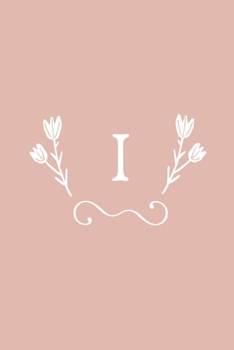 I: Monogram initial medium-lined notebook. Pink and white diary.