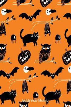 Paperback Address Book: Alphabetical Index with Halloween Doodle Seamless Background Cover Book