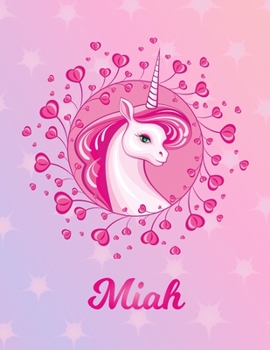 Miah: Unicorn Large Blank Primary Sketchbook Paper | Pink Purple Magical Horse Personalized Letter M Initial Custom First Name Cover | Drawing Sketch ... | Art Sketch Book| Create & Learn to Draw