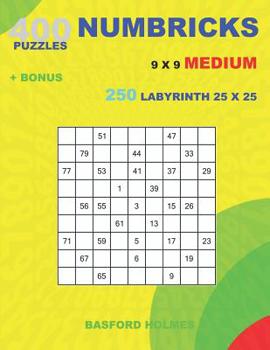 Paperback 400 NUMBRICKS puzzles 9 x 9 MEDIUM + BONUS 250 LABYRINTH 25 x 25: Sudoku with MEDIUM levels puzzles and a Labyrinth very hard levels Book
