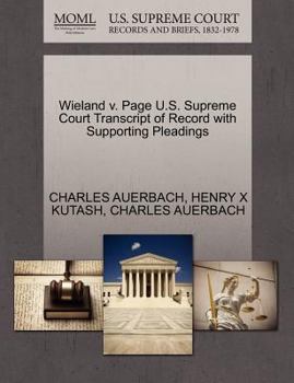 Paperback Wieland V. Page U.S. Supreme Court Transcript of Record with Supporting Pleadings Book