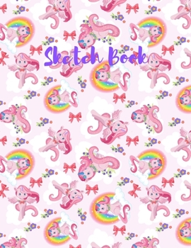 Sketch Book: with pink unicorns on cover of this Blank, Large 8.5"x 11" 100 page Personal Artist Sketchbook Scrapbook: for sketching, Creative doodling, and Drawing