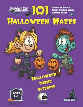 Halloween Maze Book for Kids Ages 4-8: 101 Puzzle Pages. Custom Art Interior. Cute fun gift! Zombie & Cat. SUPER KIDZ (MS15)