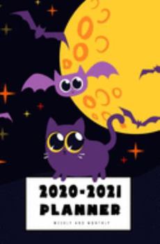 2020-2021 Weekly And Monthly Planner: Calendar Schedule, Squares Quad Ruled Notes, Dot Notes, No Holiday, Black Cat Halloween Pumpkin (January 2020 through December 2021) Pocket Size 5.25" x 8"