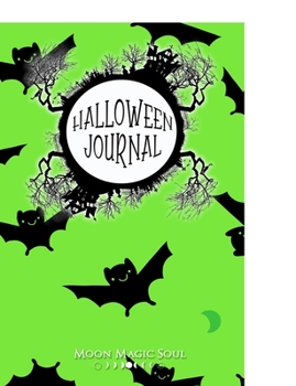 Paperback Composition Book: Halloween Green Bat Moon School Composition Notebook Journal Diary Wide-Ruled Book