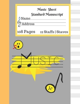 Paperback Music Sheet Standard Manuscript -108 Pages 12 Staffs - Staves Music: Gift For Music Lovers Music Book