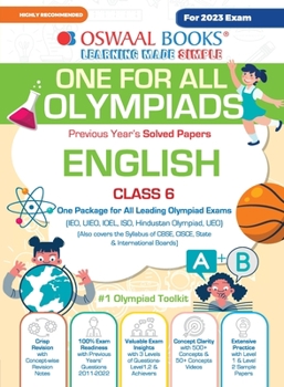 Oswaal One For All Olympiad Previous Years' Solved Papers, Class-6 English Book