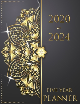 2020-2024 Five Year Planner: Mandala Gold background, 60 Months Calendar, Appointment Calendar or Business Planners