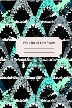 Paperback Scary Shark Theme Wide Ruled Line Paper Book