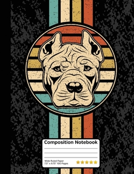 Paperback Vintage Pitbull Dog Composition Notebook: Students Wide Ruled Line Paper Notebook for School, Journaling or Personal Use. Book