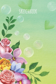 Sketchbook: A5 Skizzenbuch Blanke 120 Seiten Soft Cover | Skizzenblock | Malbuch | Zeichenheft | Grünes Blumenmuster 6x9 (German Edition)