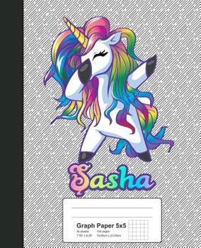 Paperback Graph Paper 5x5: SASHA Unicorn Rainbow Notebook Book