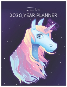 Paperback I Can Do It 2020 Year Planner: Unicorn Is Real Dream Come True Unicorn Kawaii Unicorn Monthly and Yearly Planner Blank Lined Themed Year Planner Agen Book