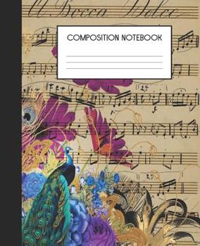 Paperback Composition Notebook: Wide Ruled Notebook Peacock Altered Art Lined Journal 100 Pages 7.5 x 9.25 School Subject Book Notes Student Gift Kids Book