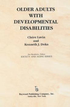 Hardcover Older Adults with Developmental Disabilities Book