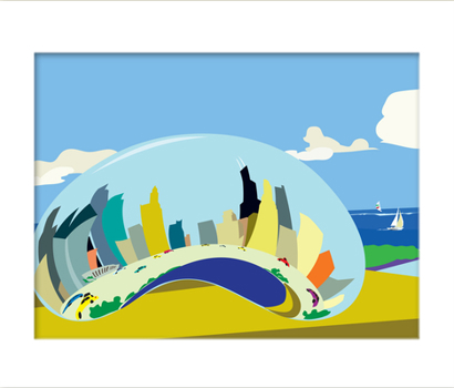 Poster Chicago Cloud Gate Sculpture "the Chicago Bean" Matted Print: 16 X 20 Book