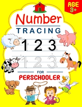 Paperback Number Tracing for Preschoolers: Kindergarten and Kids Ages 3-5, Handwriting Activity Math Workbook for Toddlers, Beginner Learning Book with Number T Book