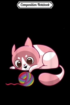 Composition Notebook: cute cat playing with a ball of yarn Journal/Notebook Blank Lined Ruled 6x9 100 Pages