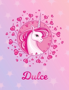 Paperback Dulce: Unicorn Sheet Music Note Manuscript Notebook Paper - Magical Horse Personalized Letter M Initial Custom First Name Cov Book