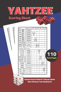 Paperback Yahtzee Scoring Sheet: V.2 Yahtzee Score Pads for Yahtzee Game Nice Obvious Text Small print Yahtzee Score Sheets 6 by 9 inch Book