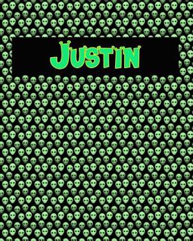 120 Page Handwriting Practice Book with Green Alien Cover Justin: Primary Grades Handwriting Book