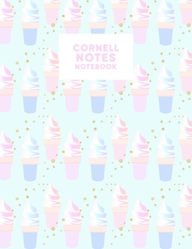 Paperback Cornell Notes Notebook: College Ruled Cornell Method Note-taking Paper for Students with Cute Retro Ice Cream Pattern Cover in Lavender and Pi Book