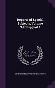 Hardcover Reports of Special Subjects, Volume 3, Part 1 Book