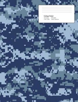 Composition Notebook: Blue Digital Camouflage College Ruled Notebook