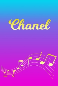 Paperback Chanel: Sheet Music Note Manuscript Notebook Paper - Pink Blue Gold Personalized Letter C Initial Custom First Name Cover - Mu Book