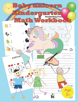 Paperback baby unicorn kindergarten math workbook: Activity Book for Kids tracing, coloring, matching, drawing, counting Book