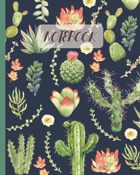Notebook: Cactus & Succulent Watercolor - Lined Notebook, Diary, Track, Log & Journal - Cute Gift Idea for Boys Girls Teens Men Women (8" x10" 120 Pages)