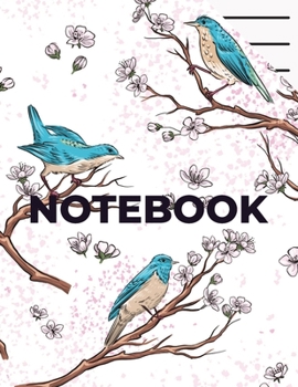 Low Vision Paper Notebook: Bold Black thick Lines  - 3/4 Inch lines spacing - 8.5" x 11" - 102 pages - for Visually Impaired or Legally Blind People - chinese birds illustration cover design