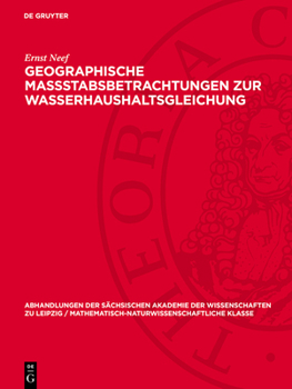 Hardcover Geographische Massstabsbetrachtungen Zur Wasserhaushaltsgleichung [German] Book