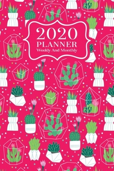 2020 Planner Weekly And Monthly: 2020 Planner Cactus - January To December - Agenda Calendar - Monthly Weekly Views And Vision Board - 6x9 In - Cute Terrariums On Pink