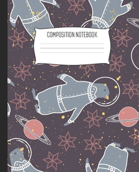 Composition Notebook: Wide Ruled Notebook Space Penguin Stars Pattern Lined School Journal | 100 Pages | 7.5" x 9.25" | Children Kids Girls Teens Women | Perfect For School