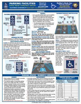 Pamphlet 2019 California Accessibility Parking Facilities Quick-Card Based On 2019 CBC & 2010 ADA Book