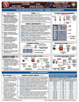 Pamphlet Solar Photovoltaic (PV) Systems Quick-Card Based On the 2020 National Electrical Code (NEC) Book