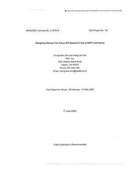 Paperback Designing Gamma Tial Alloys (K5 Based) for Use at 840 C and Above Book