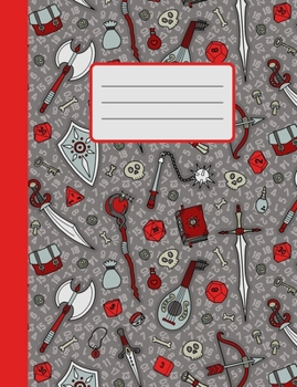 Paperback RPG Quest in Red & Gray: Dot Grid Gaming Notebook Book