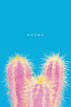 Paperback Notes: NEW - Abstract Duotone Cactus Lined Notebook Journal - Pink Blue Book