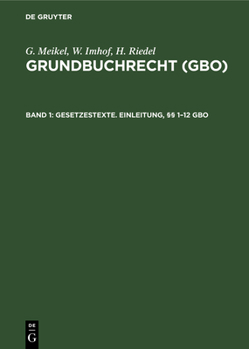 Hardcover Gesetzestexte. Einleitung, §§ 1-12 Gbo [German] Book