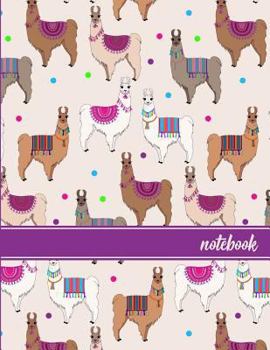 Paperback Notebook: Llama Pattern (3) Purple Banner Standard College Ruled Paper Book